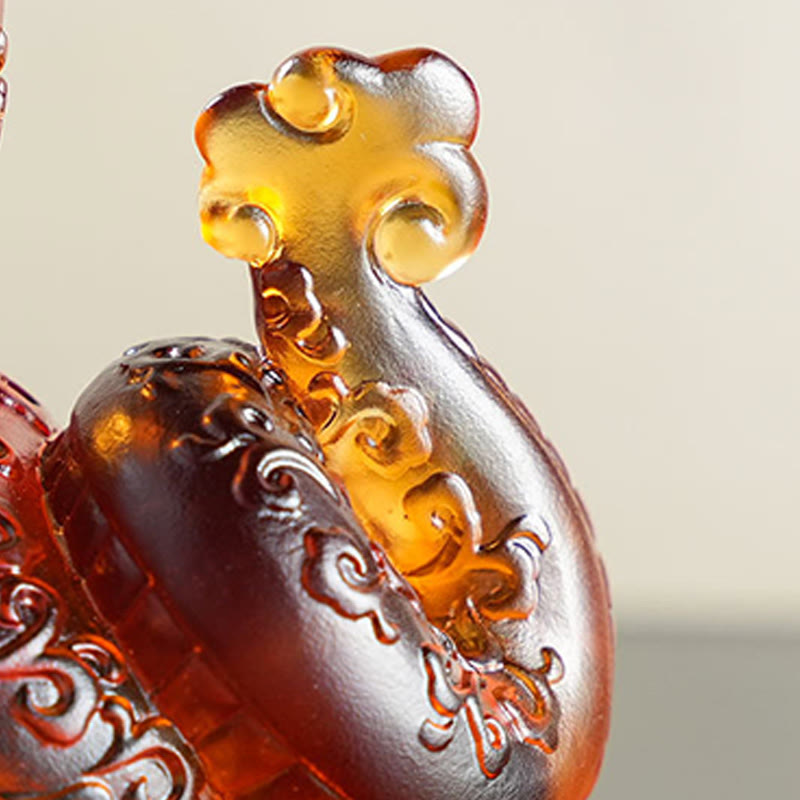 8.3 inch Blue Orange Snake Liuli Feng Shui Decoration