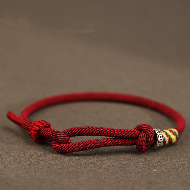 Dark Red String 925 Sterling Silver Coin Luck Bracelet