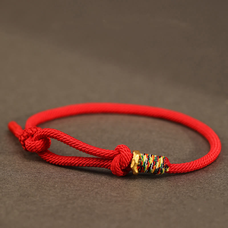 Dark Red String 925 Sterling Silver Coin Luck Bracelet