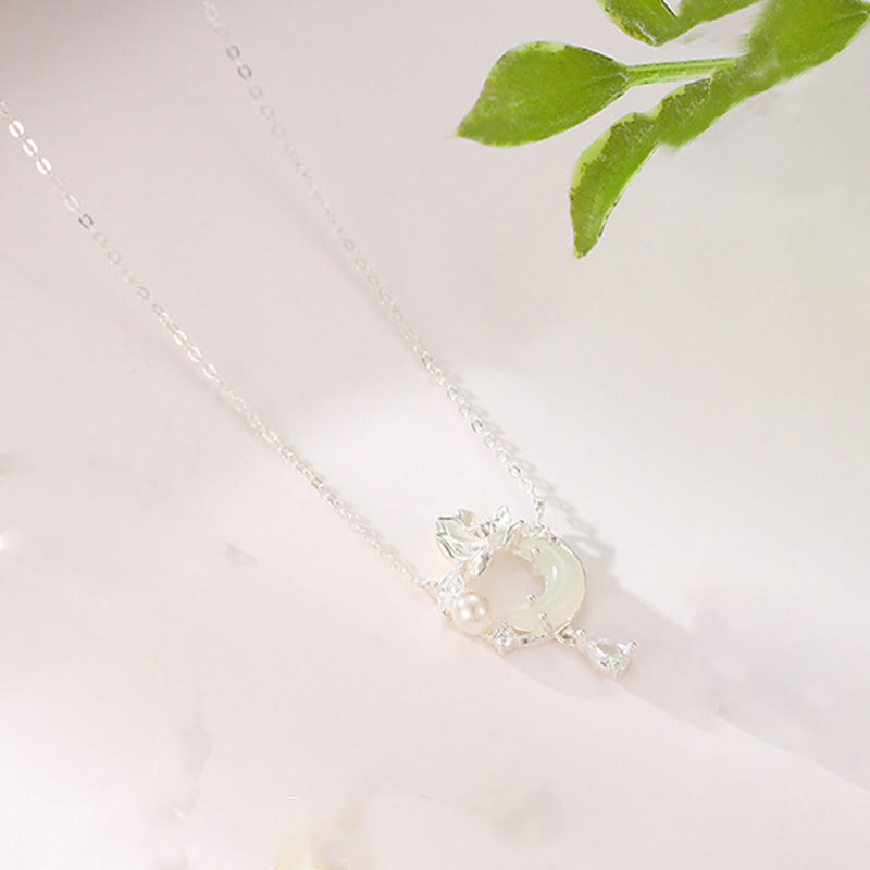 Hetian Jade 925 Silver Lotus Pendant Necklace for Protection