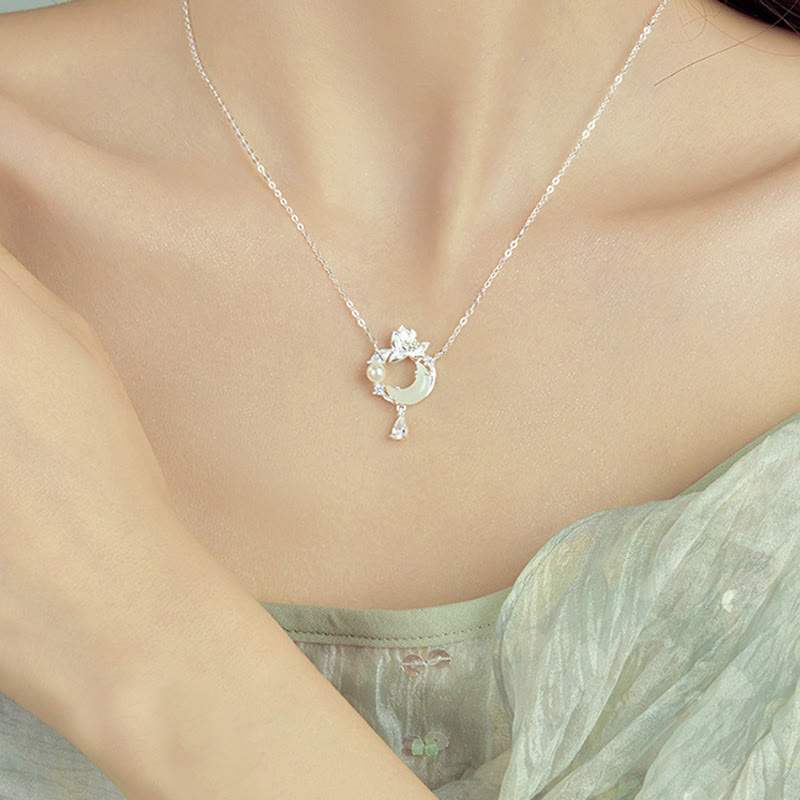 Hetian Jade 925 Silver Lotus Pendant Necklace for Protection