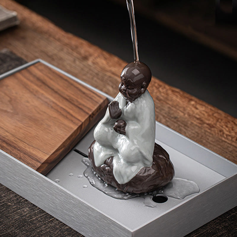 Little Zen Monk Ceramic Tea Strainer | Meditation Buddha Statue