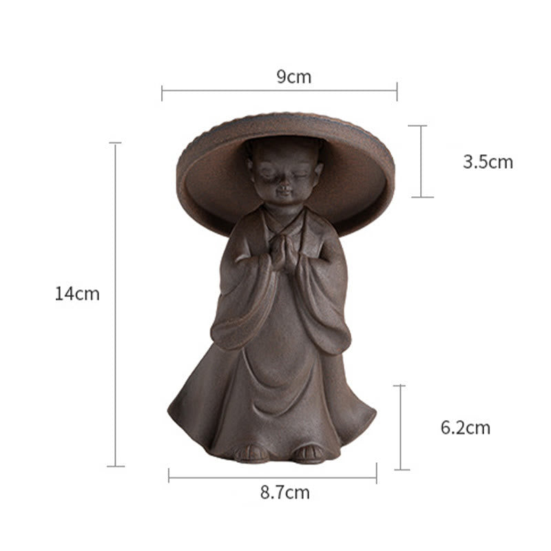 Little Brown Monk Ceramic Tea Strainer|8.7cm Meditation Ornament