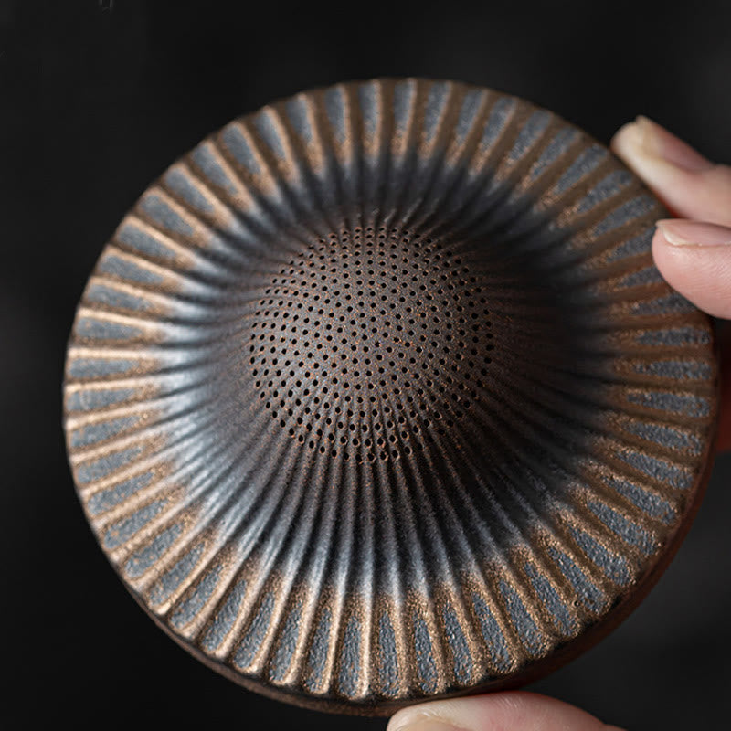 Little Brown Monk Ceramic Tea Strainer|8.7cm Meditation Ornament