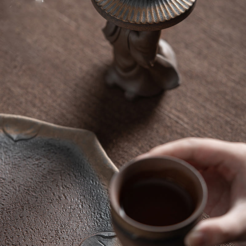 Little Brown Monk Ceramic Tea Strainer|8.7cm Meditation Ornament