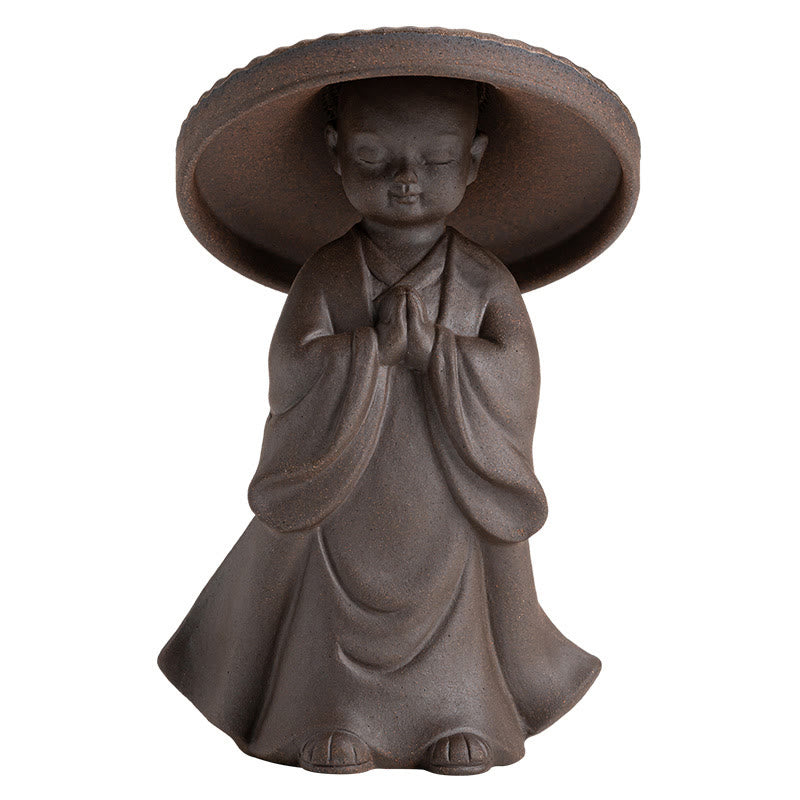 Little Brown Monk Ceramic Tea Strainer|8.7cm Meditation Ornament