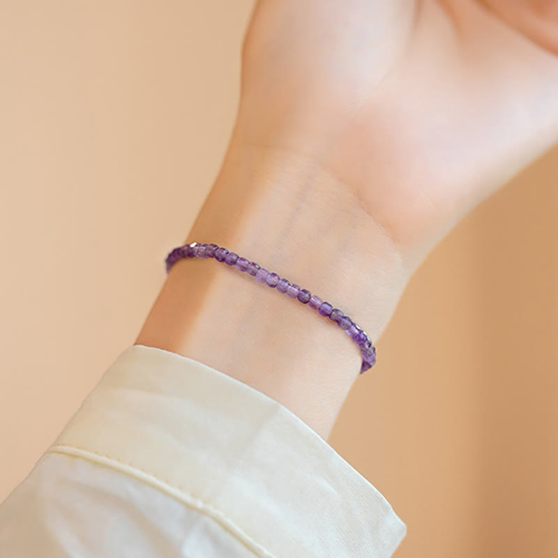 2.5mm Amethyst & 14k Gold Inner Peace Bracelet