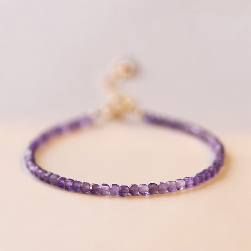 2.5mm Amethyst & 14k Gold Inner Peace Bracelet