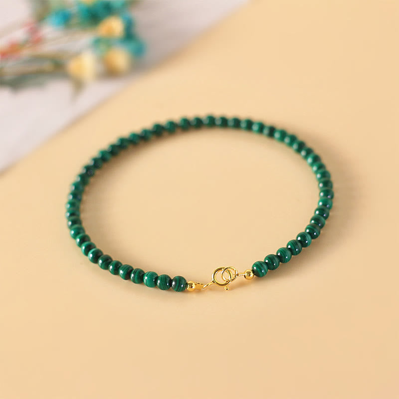 4mm Malachite 14k Gold Anti-Anxiety Bracelet