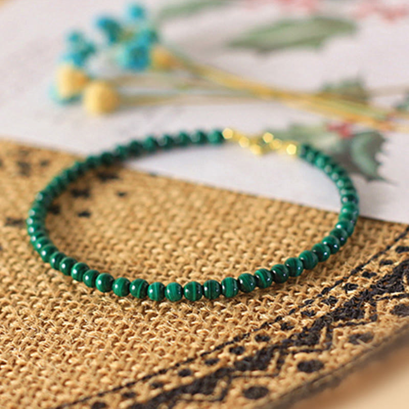 4mm Malachite 14k Gold Anti-Anxiety Bracelet