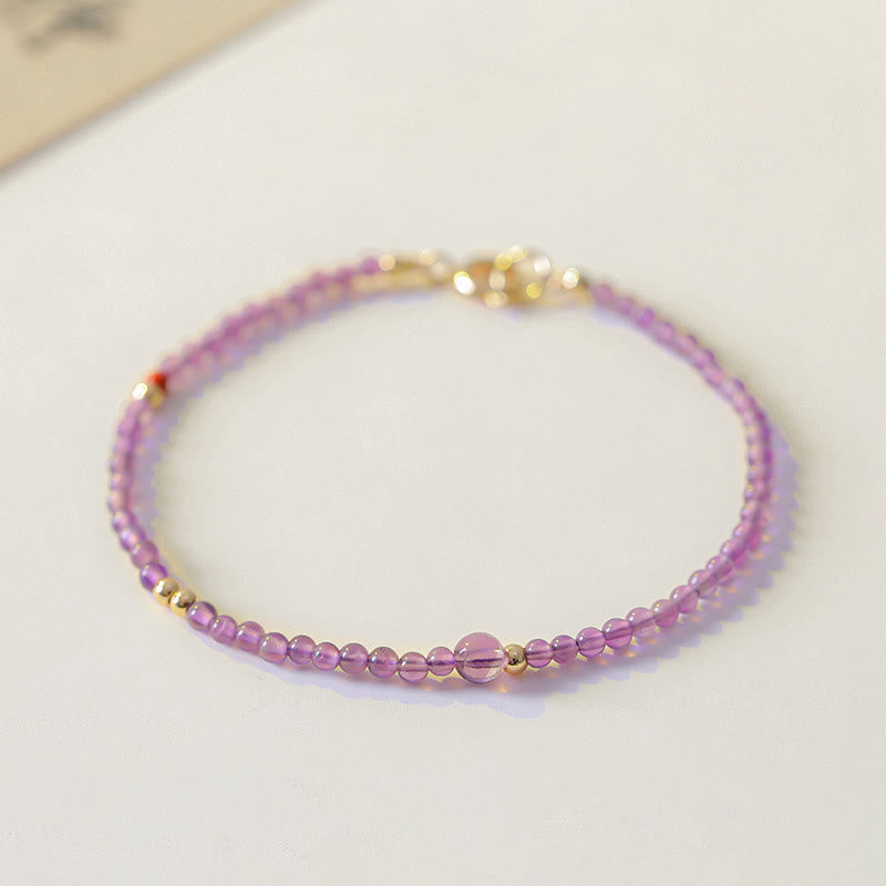 2mm Amethyst 14k Gold Plated Meditation Bracelet