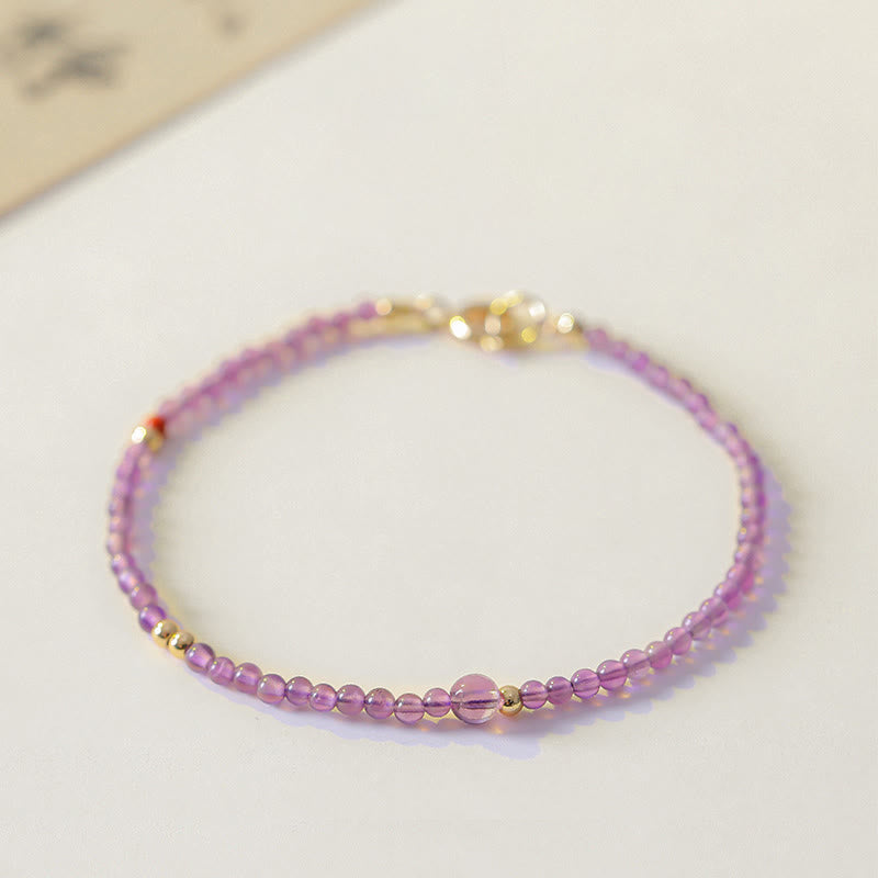 2mm Amethyst 14k Gold Plated Meditation Bracelet