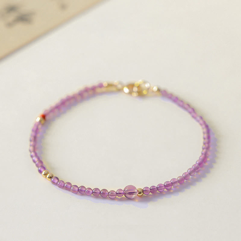 2mm Amethyst 14k Gold Plated Meditation Bracelet
