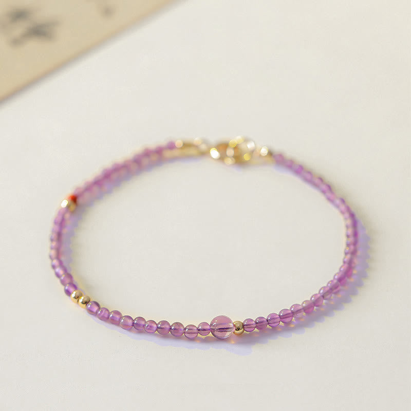 2mm Amethyst 14k Gold Plated Meditation Bracelet