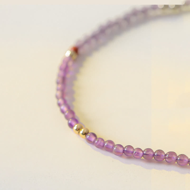 2mm Amethyst 14k Gold Plated Meditation Bracelet