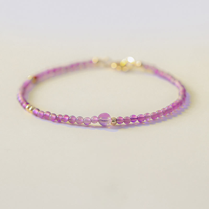 2mm Amethyst 14k Gold Plated Meditation Bracelet