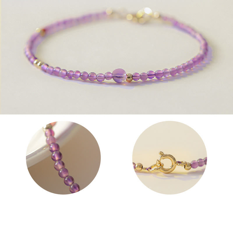 2mm Amethyst 14k Gold Plated Meditation Bracelet