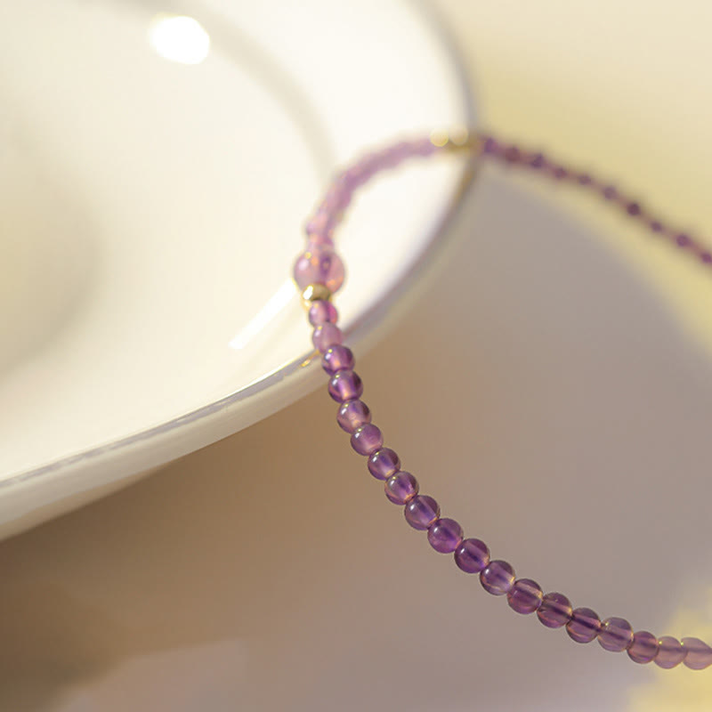 2mm Amethyst 14k Gold Plated Meditation Bracelet