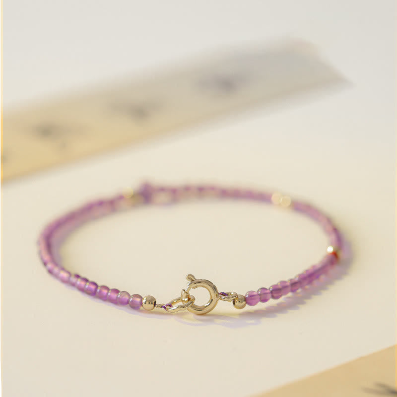 2mm Amethyst 14k Gold Plated Meditation Bracelet