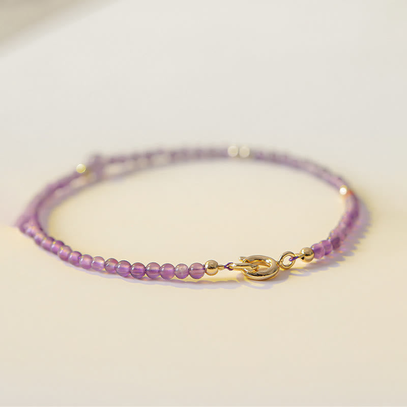 2mm Amethyst 14k Gold Plated Meditation Bracelet