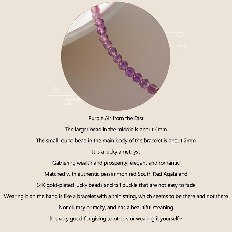 2mm Amethyst 14k Gold Plated Meditation Bracelet