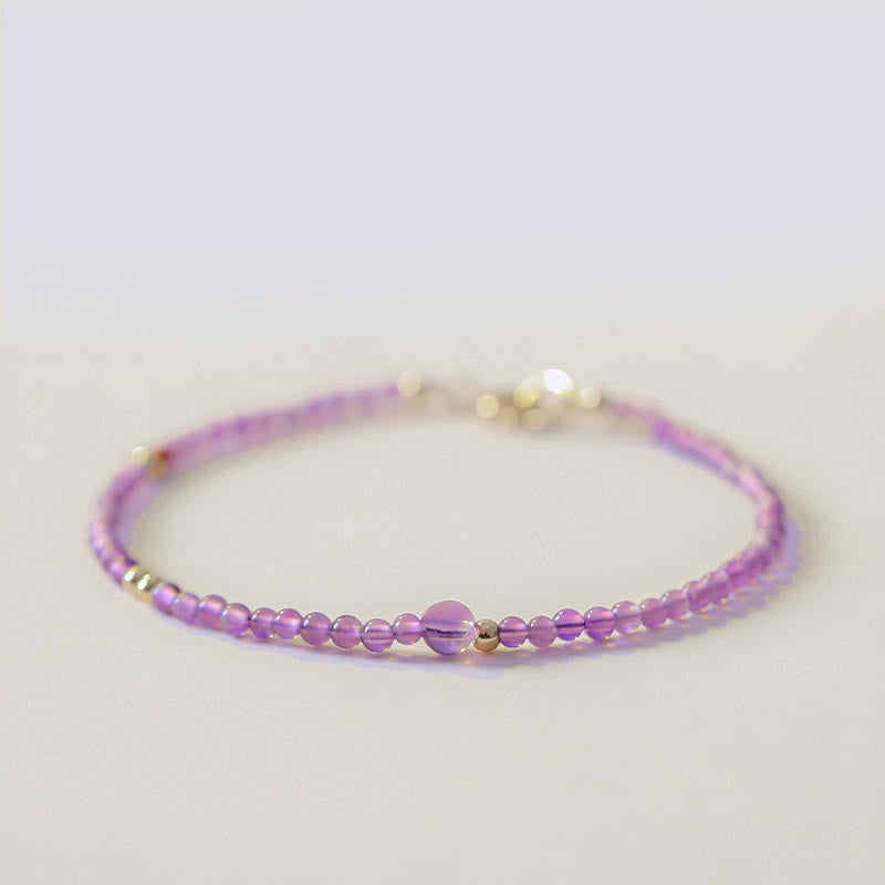 2mm Amethyst 14k Gold Plated Meditation Bracelet