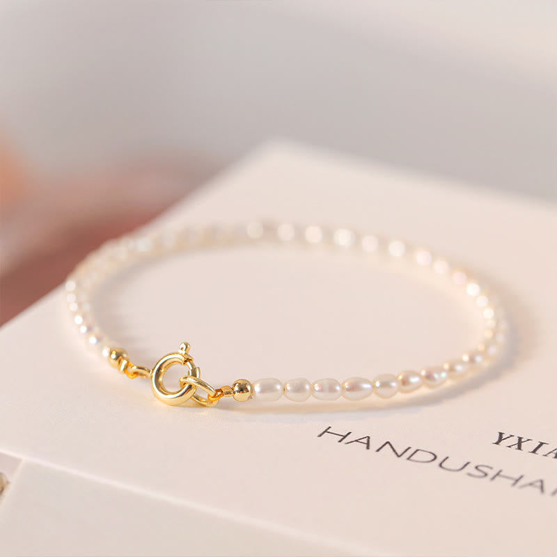 2mm Natural Pearl & 14k Gold Plated Wisdom Bracelet