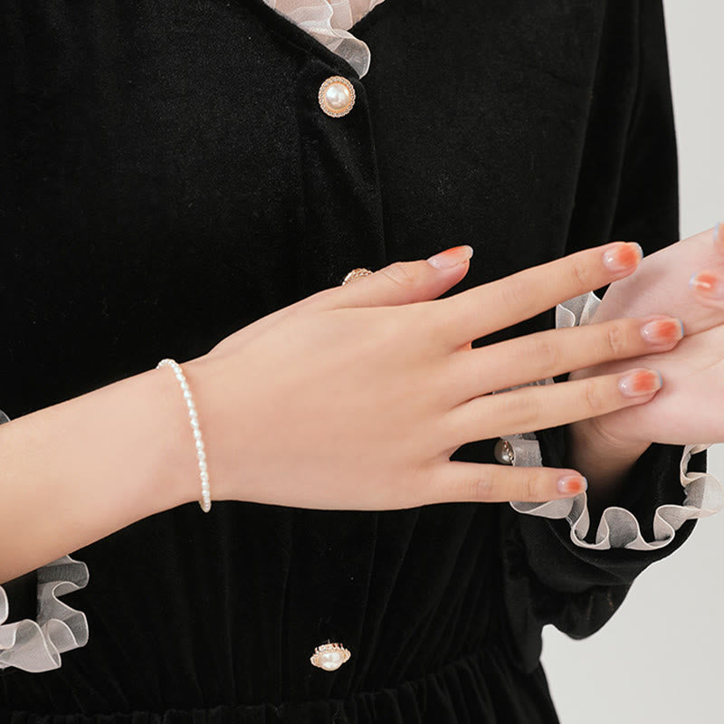 2mm Natural Pearl & 14k Gold Plated Wisdom Bracelet