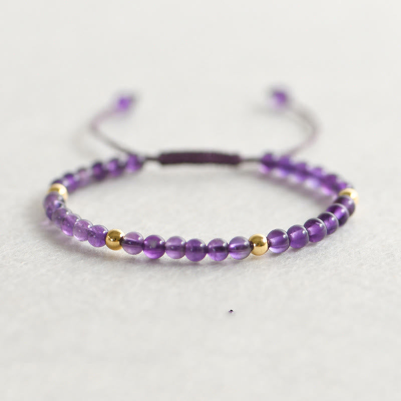 4mm Amethyst & Gold Plated Stress Relief Bracelet