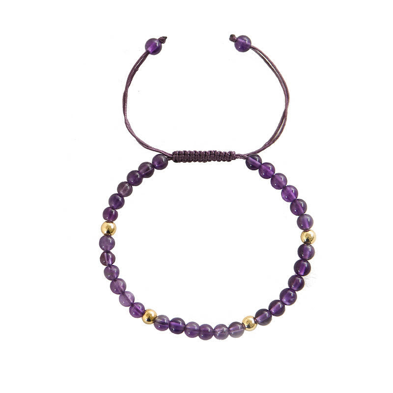 4mm Amethyst & Gold Plated Stress Relief Bracelet