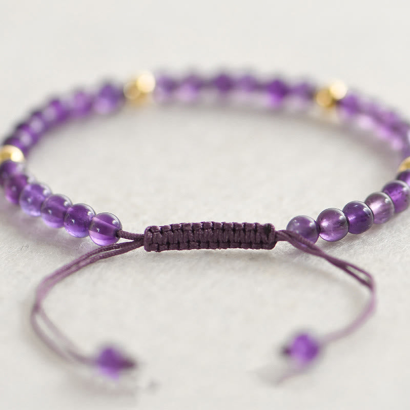4mm Amethyst & Gold Plated Stress Relief Bracelet