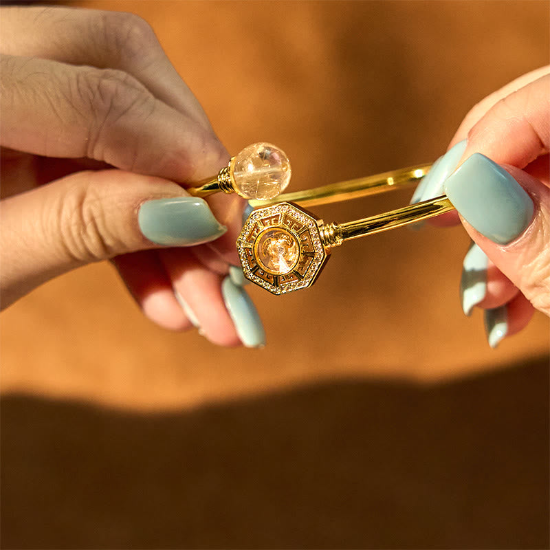Adjustable Rutilated Quartz Windmill Courage Bracelet