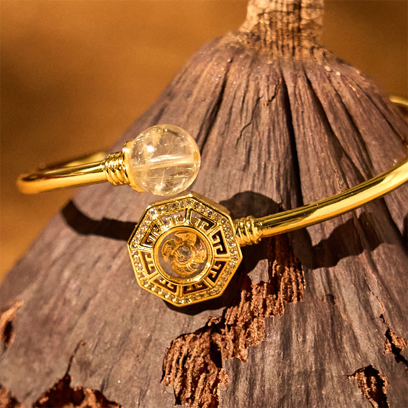 Adjustable Rutilated Quartz Windmill Courage Bracelet