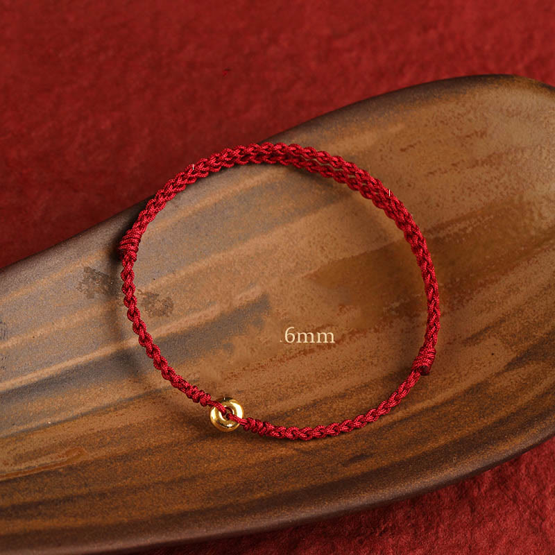 999 Gold Peace Buckle Red String Bracelet for Protection & Luck