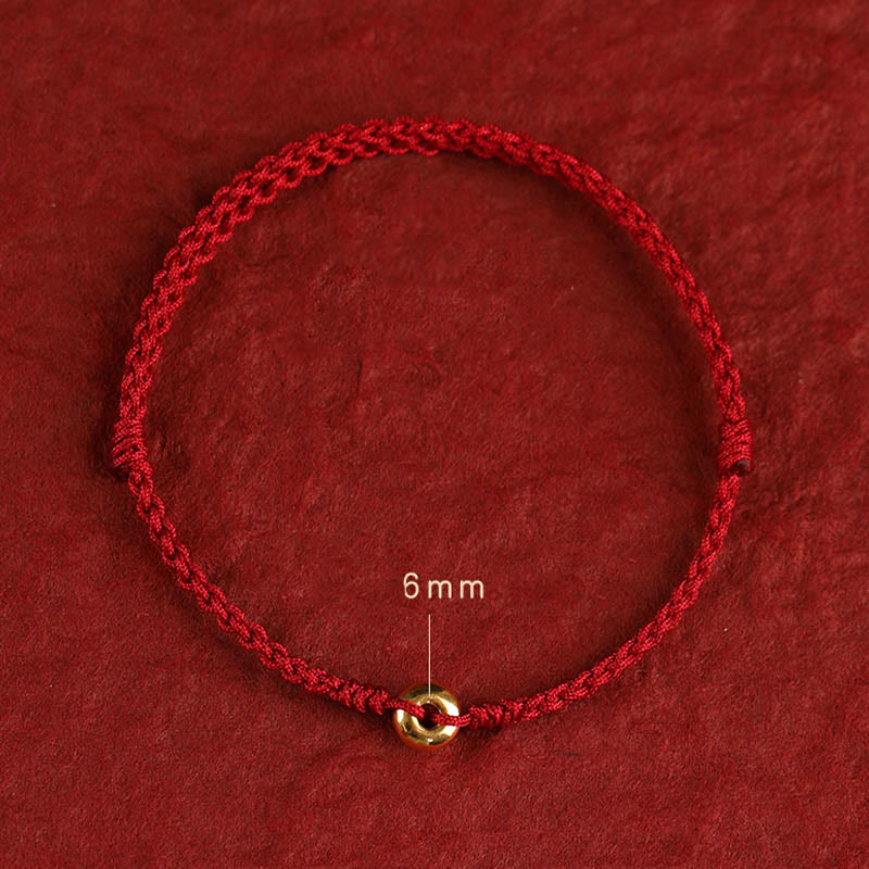 999 Gold Peace Buckle Red String Bracelet for Protection & Luck