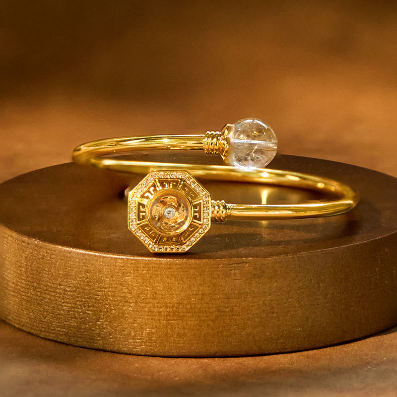 Adjustable Rutilated Quartz Windmill Courage Bracelet