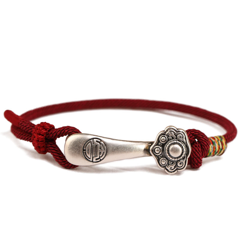 Sterling Silver Ruyi Red String Protection Bracelet for Luck