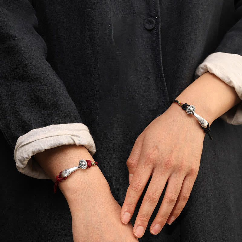 Sterling Silver Ruyi Red String Protection Bracelet for Luck