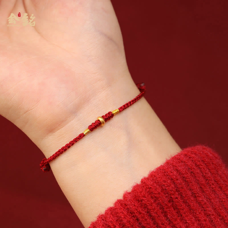 999 Gold Red String Protection Bracelet & Anklet for Luck