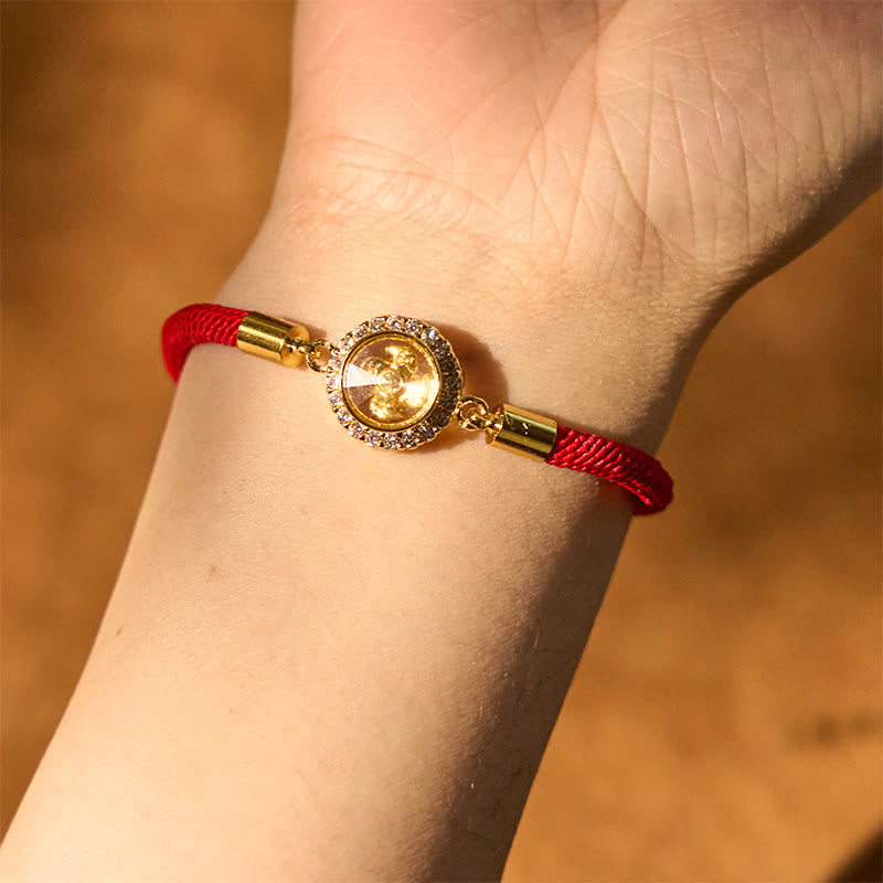 Rotatable Windmill Red String Copper Feng Shui Bracelet for Protection