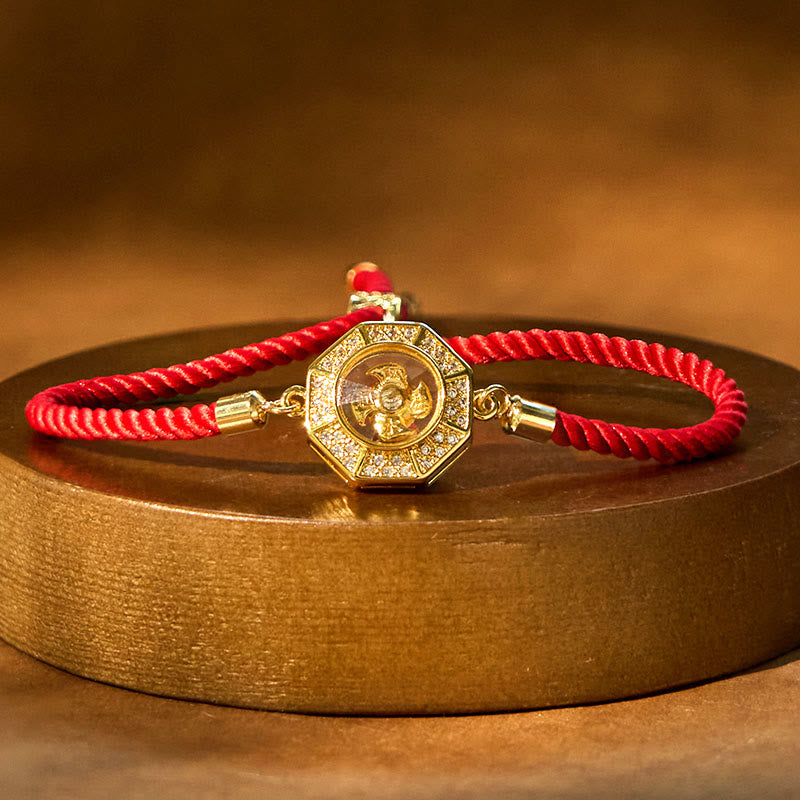 Copper Brass Red String Windmill Feng Shui Bracelet