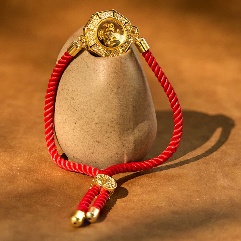 Copper Brass Red String Windmill Feng Shui Bracelet