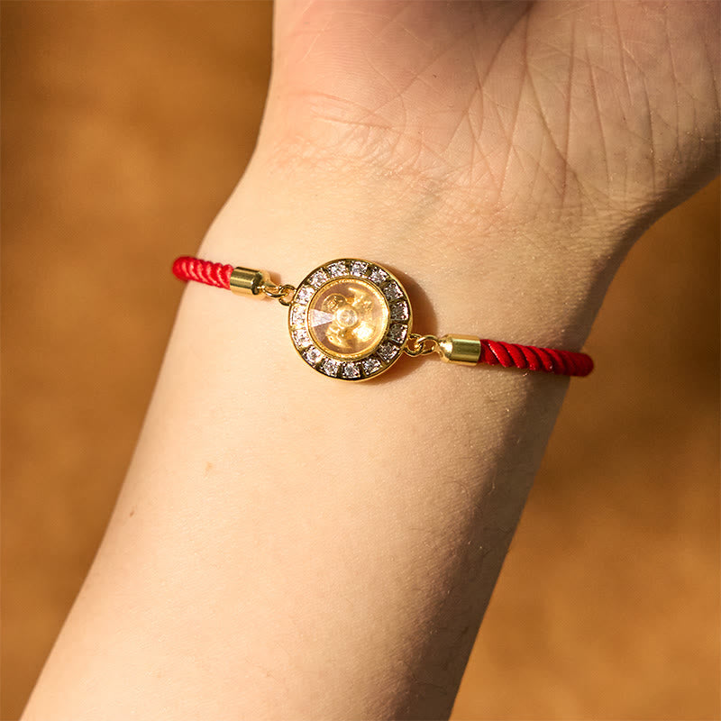 Rotatable Copper Brass Windmill Red String Faith Bracelet