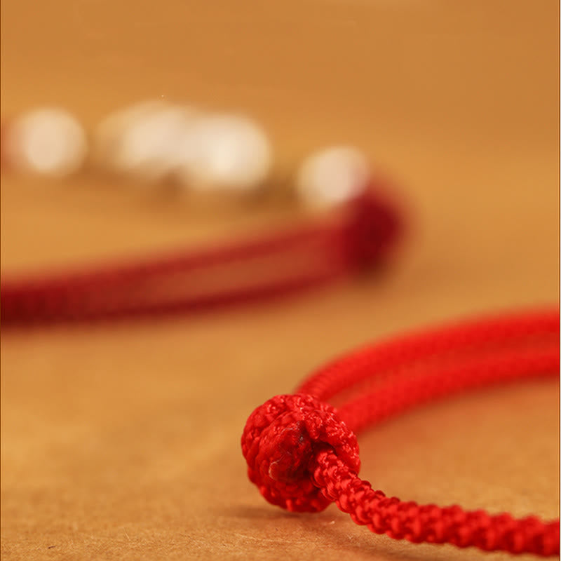 Red String Sterling Silver Snake Anklet