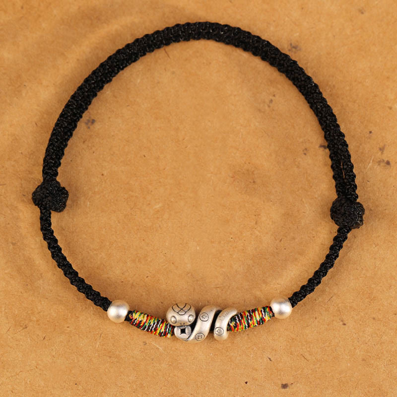 Red String Sterling Silver Snake Anklet