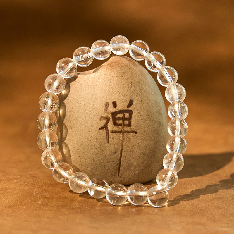 8mm White Crystal Clarity Meditation Bracelet