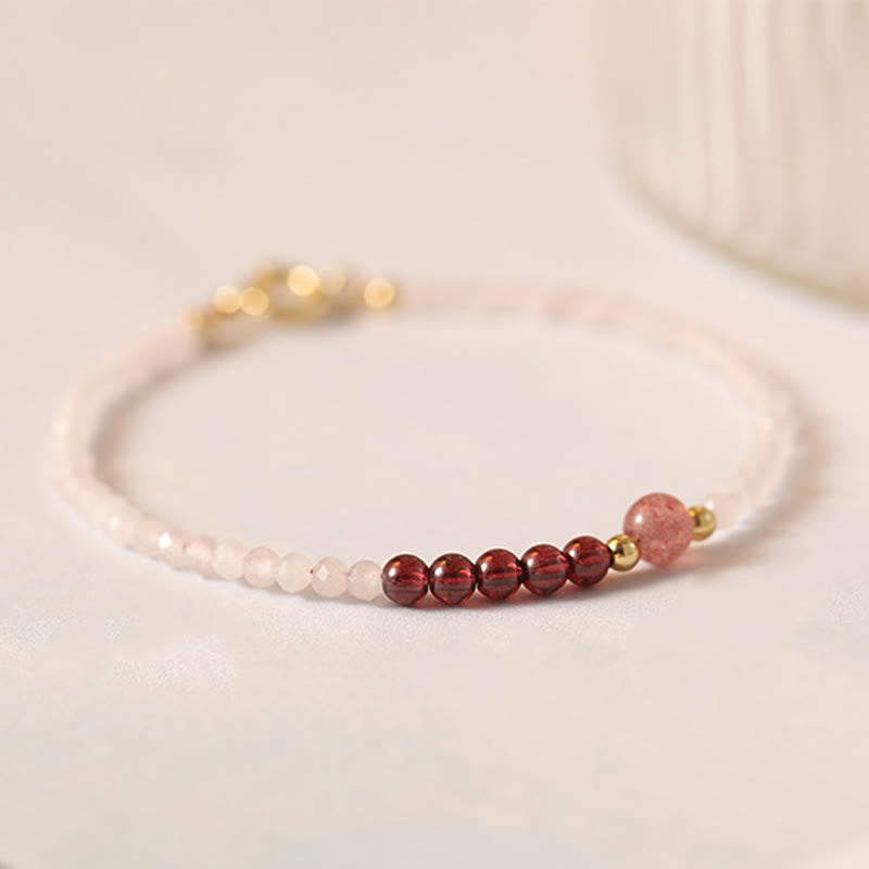 2mm Rose Quartz Garnet Strawberry Quartz Healing Bracelet