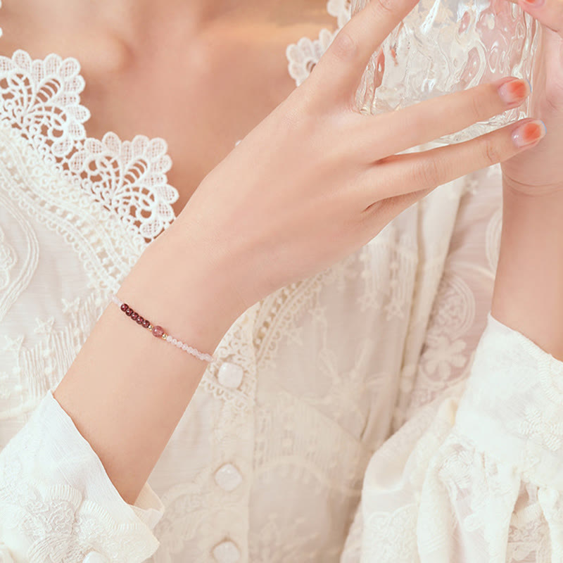 2mm Rose Quartz Garnet Strawberry Quartz Healing Bracelet