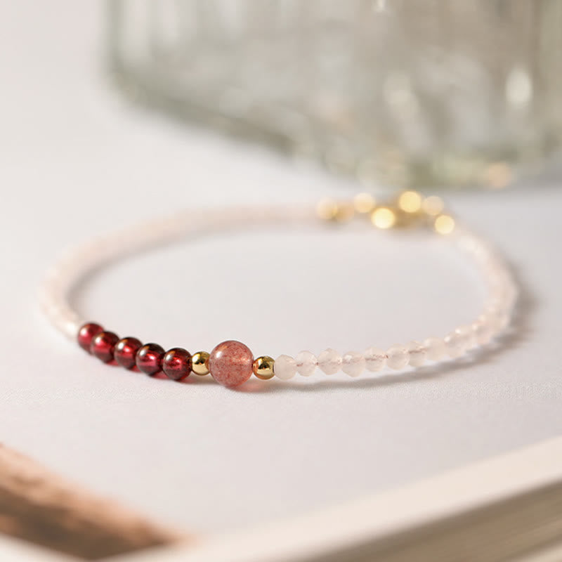 2mm Rose Quartz Garnet Strawberry Quartz Healing Bracelet