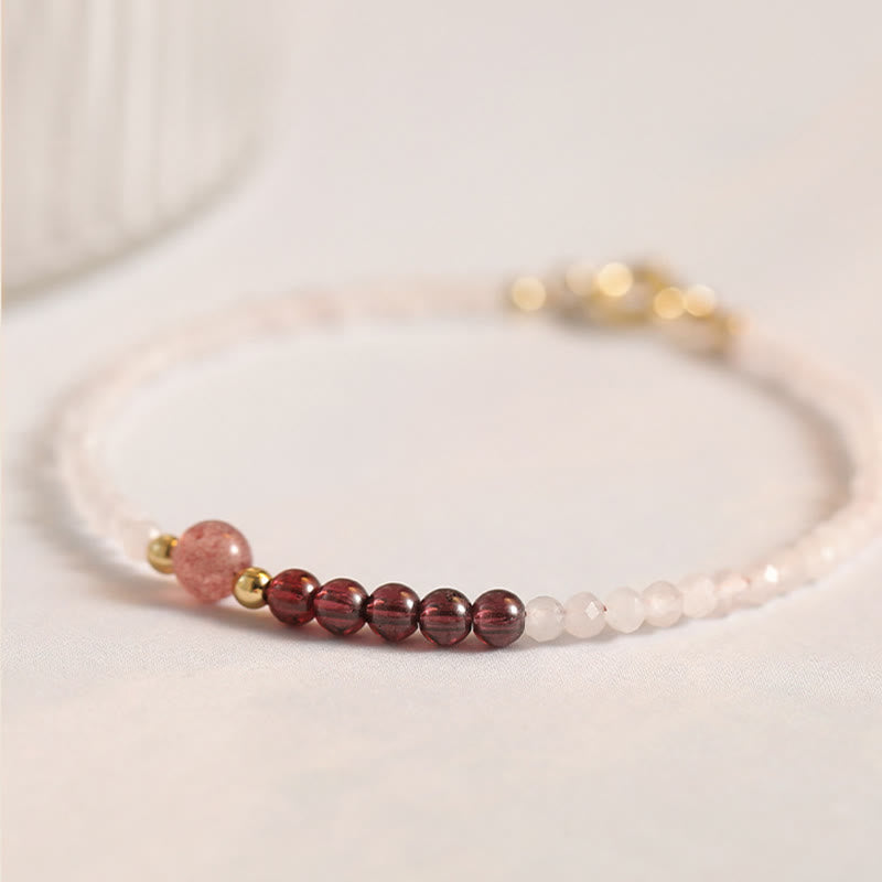 2mm Rose Quartz Garnet Strawberry Quartz Healing Bracelet